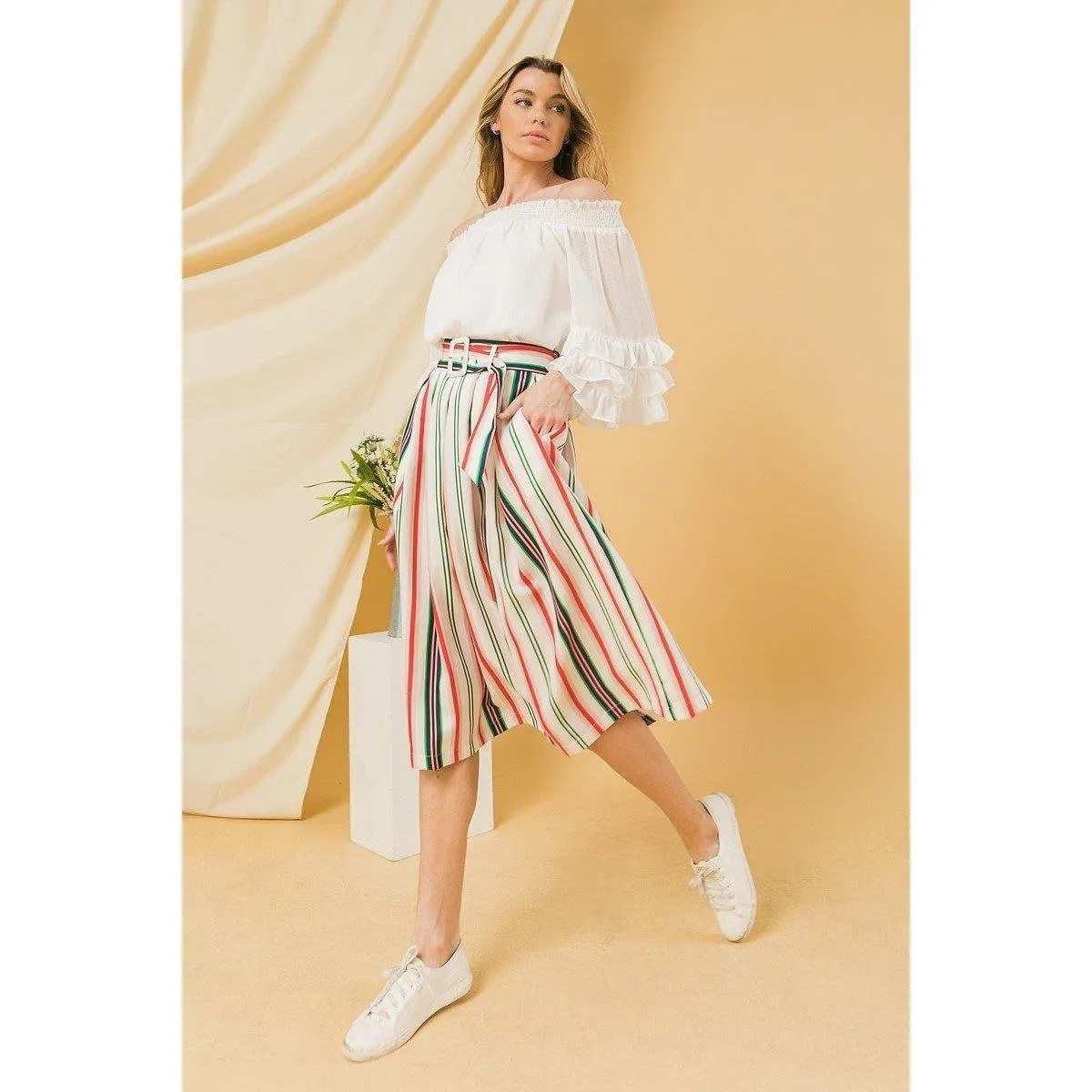 A Woven Midi Skirt