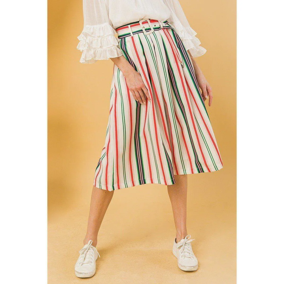 A Woven Midi Skirt