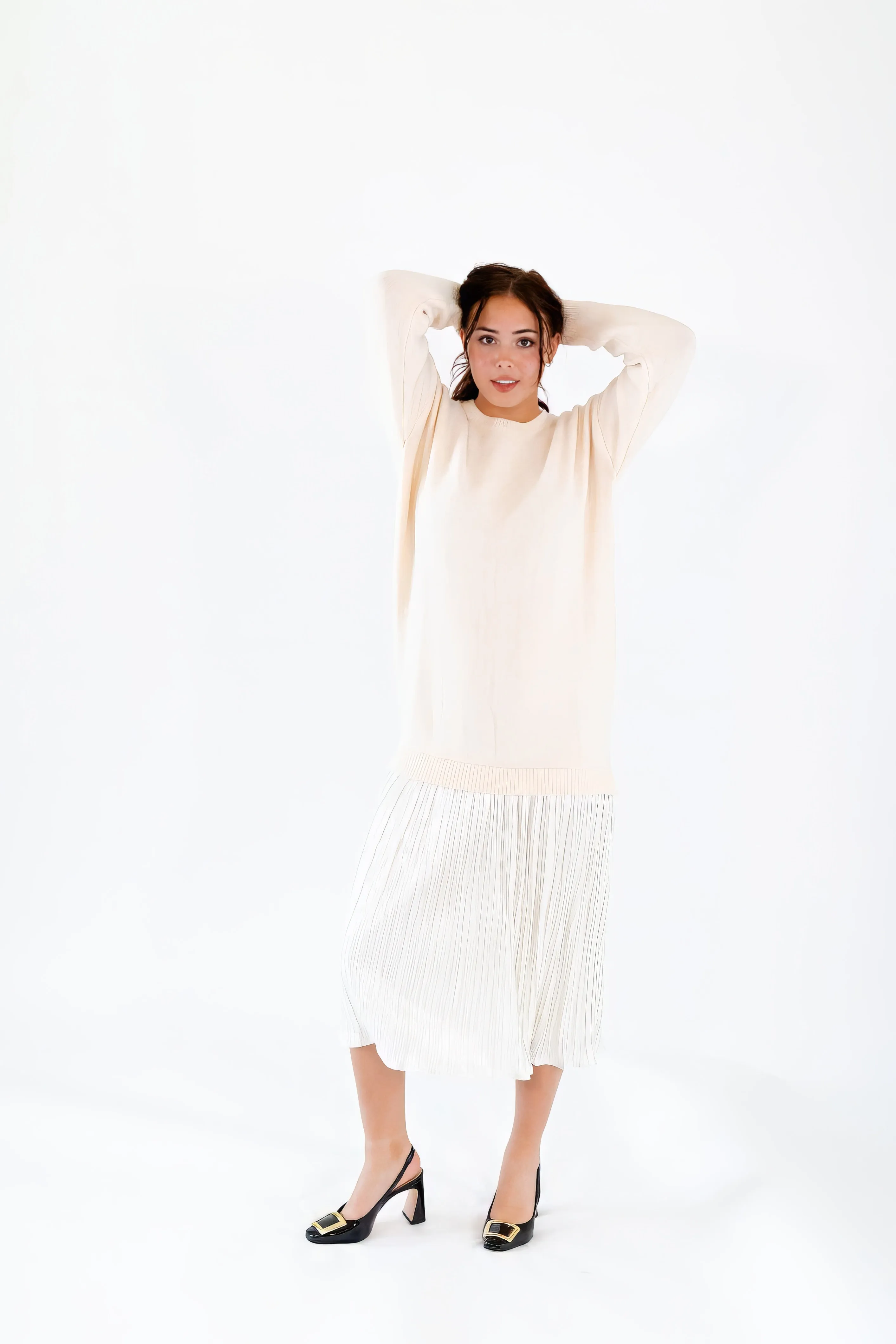 Collier Metallic Mixed Media Knit Dress