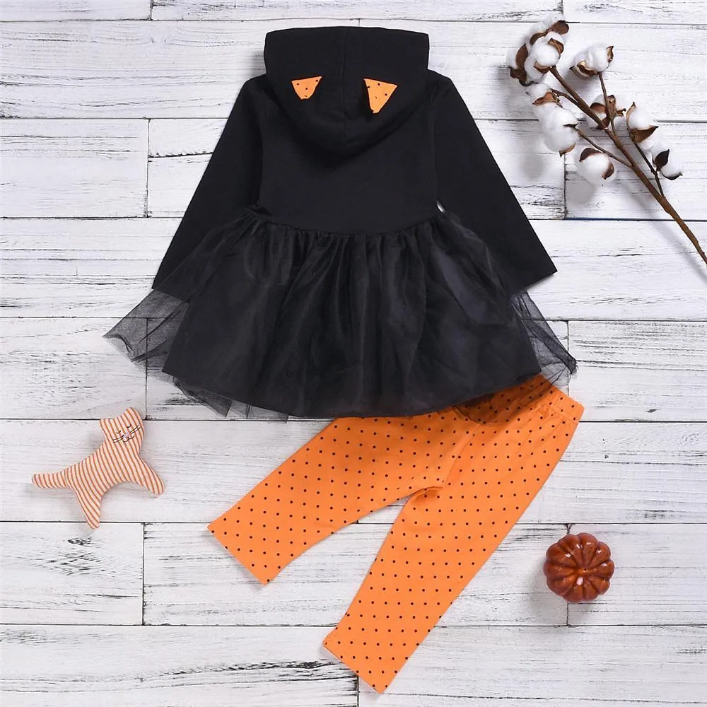 Girls Halloween Letter Long Sleeve Cosplay Dress & Pants Toddler Clothing Wholesale