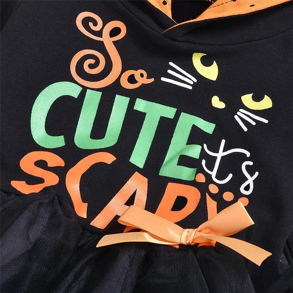 Girls Halloween Letter Long Sleeve Cosplay Dress & Pants Toddler Clothing Wholesale