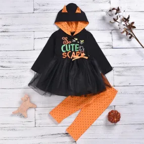 Girls Halloween Letter Long Sleeve Cosplay Dress & Pants Toddler Clothing Wholesale