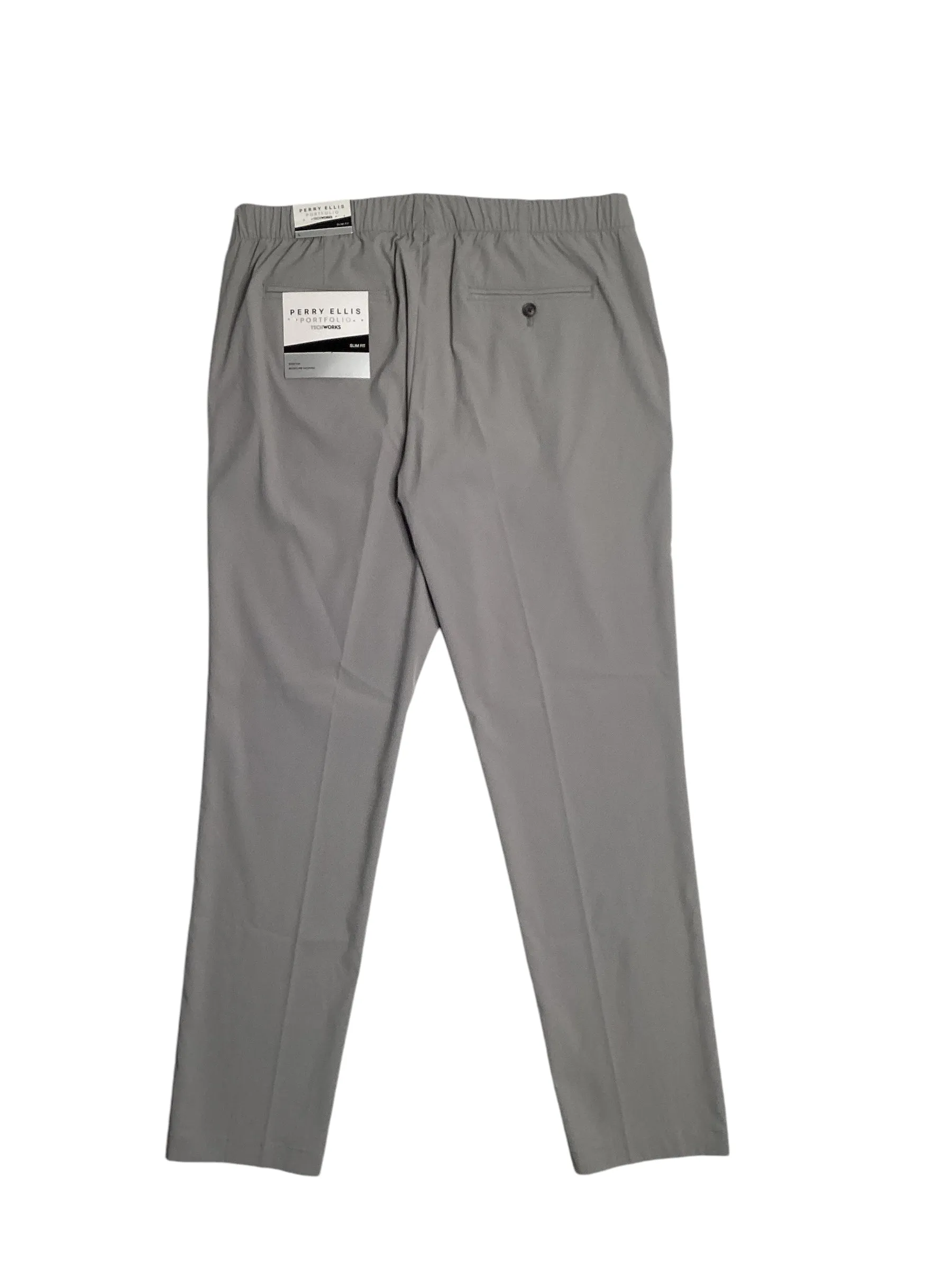 Perry Ellis Portfolio Mens Slim Fit Drawstring Suit Dress Pants Grey XL