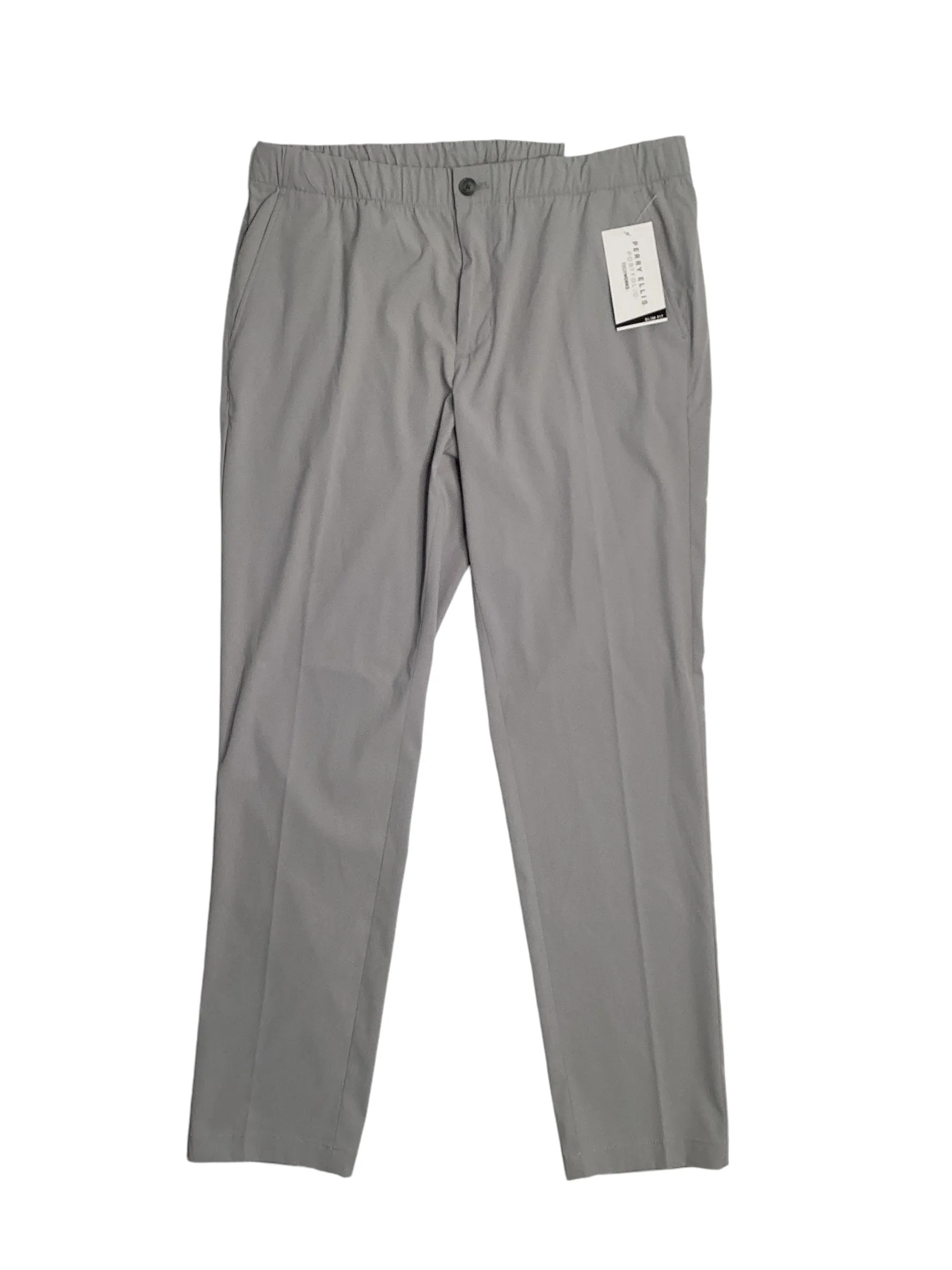 Perry Ellis Portfolio Mens Slim Fit Drawstring Suit Dress Pants Grey XL