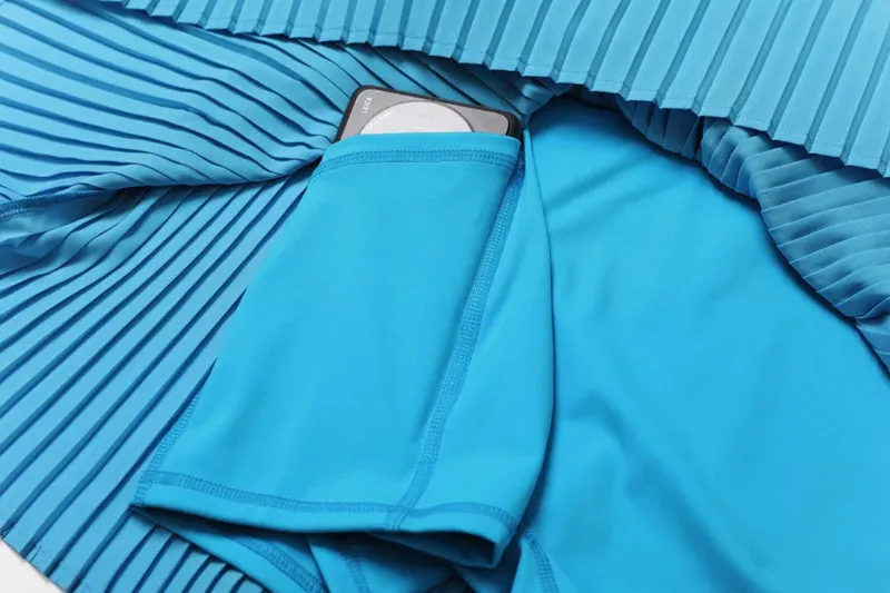 Solid Color Stretchy Collar Zip-Up Jacket And Pleated Mini Skirt Set